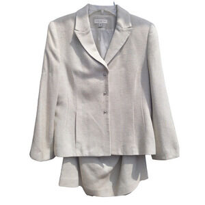 Vintage Amanda Smith Petites Green Tweed‎ Single Breast 3 Snap Jacket Skirt Sets